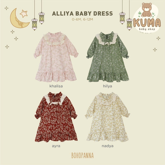 BOHOPANNA - RAYA COLLECTION - ALLIYA BABY DRESS - Dress Muslim Anak - Baju Muslim Anak Perempuan - Dress Anak Permpuan