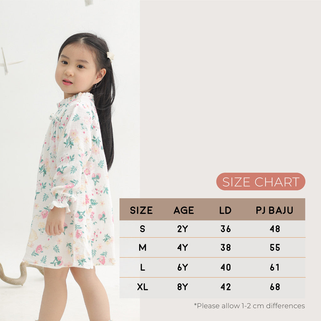 Harlow Kids - Layla Dress/ Dress Anak Perempuan/ Dress Lengan panjang/ Dress Anak Korea
