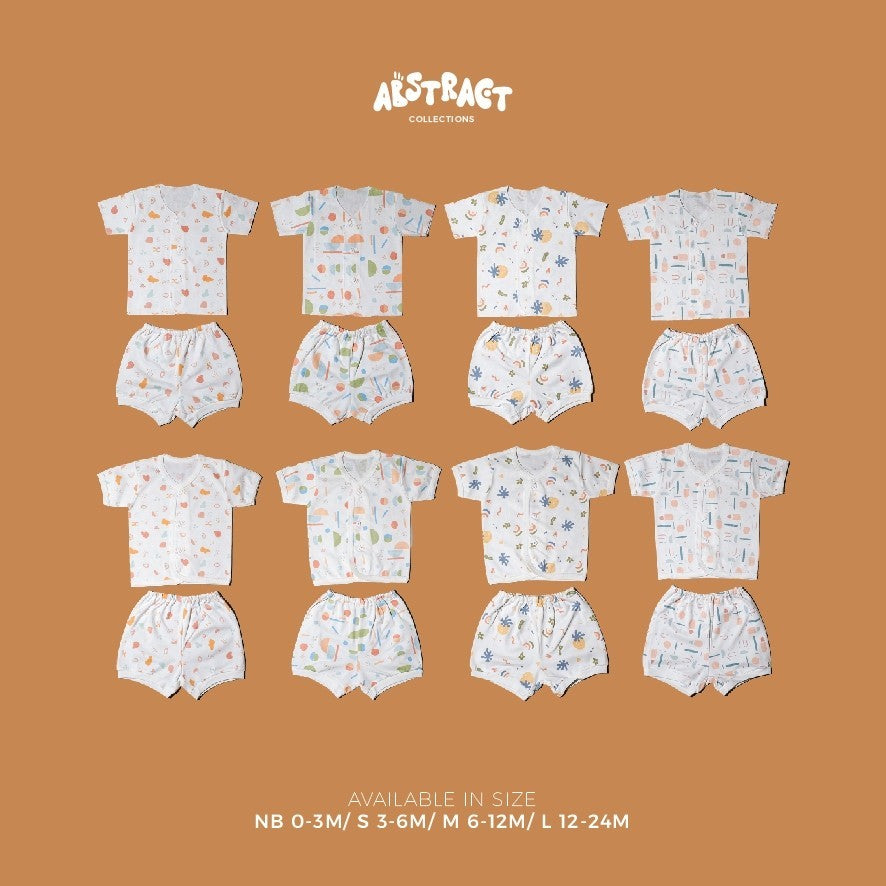 KIKI PUP - Short Set (Abstract) - Piyama Bayi / Baju Bayi / Baju Anak