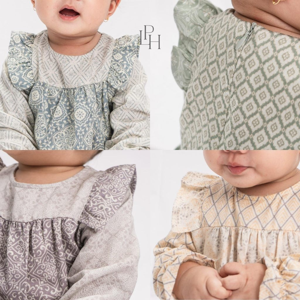 Little Palmerhaus 0-12 Bulan Mahari Baby Gamis / Gamis Bayi Baju Raya / Dress Lebaran Bayi Perempuan Family Series CBKS