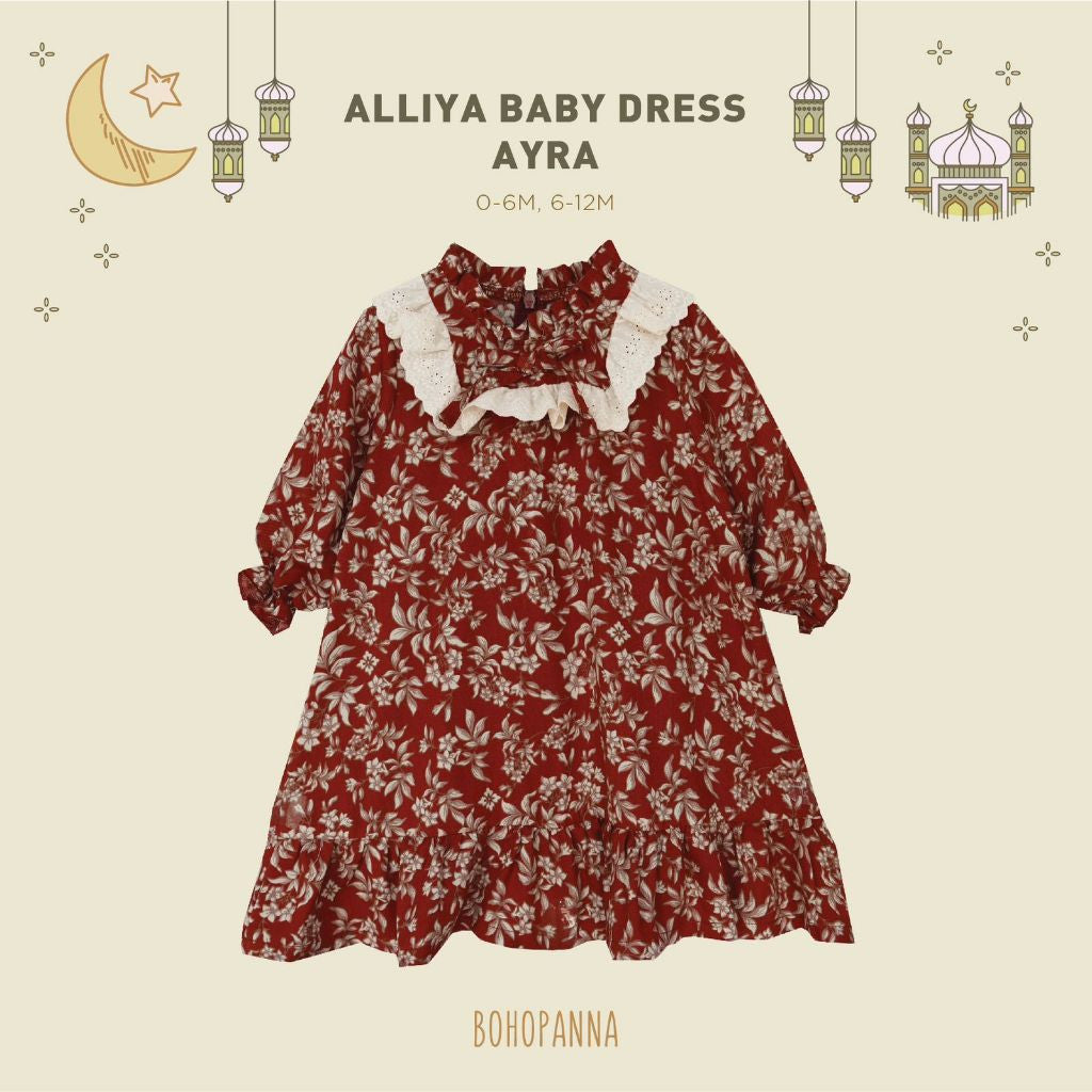 BOHOPANNA - RAYA COLLECTION - ALLIYA BABY DRESS - Dress Muslim Anak - Baju Muslim Anak Perempuan - Dress Anak Permpuan