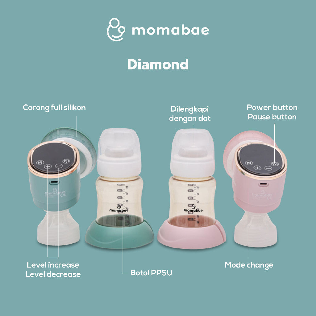 MOMABAE - DIAMOND Pompa ASI Elektrik FREE COOLER BAG / Breast Pump Electric / Pumping ASI Elektrik Portable