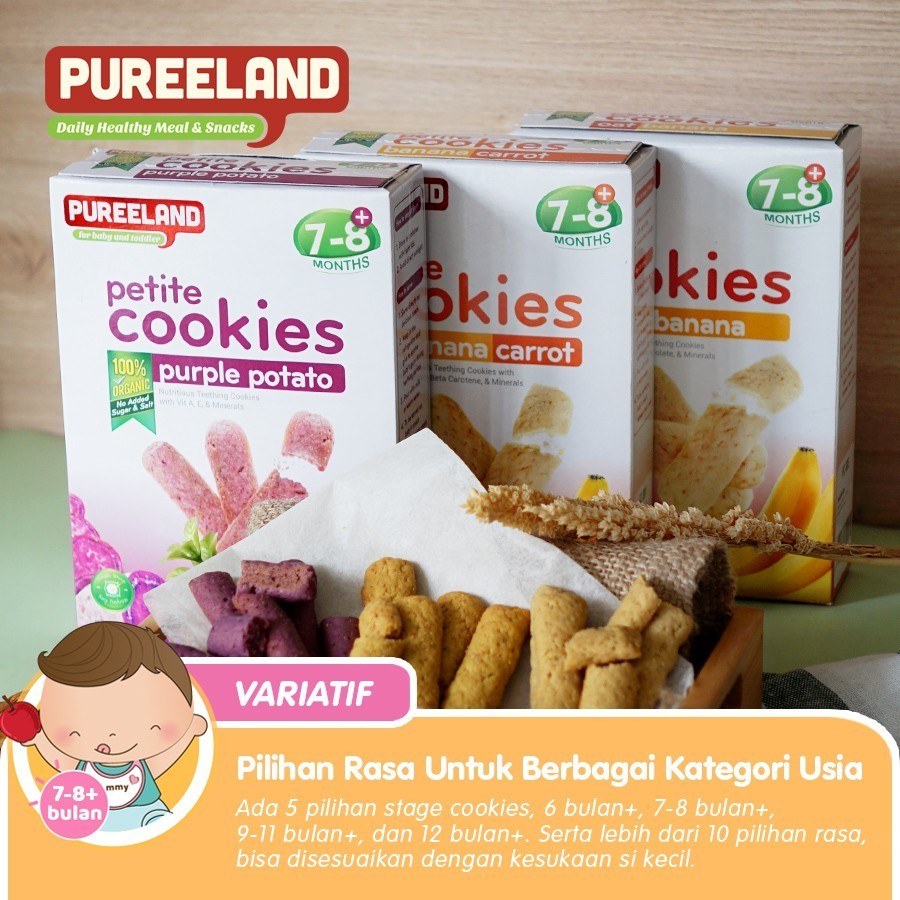 Pureeland Baby Cookies 7 - 8 Bulan  / MPASI Bayi Organik / Makanan Bayi / Snack Bayi / Biskuit Bayi