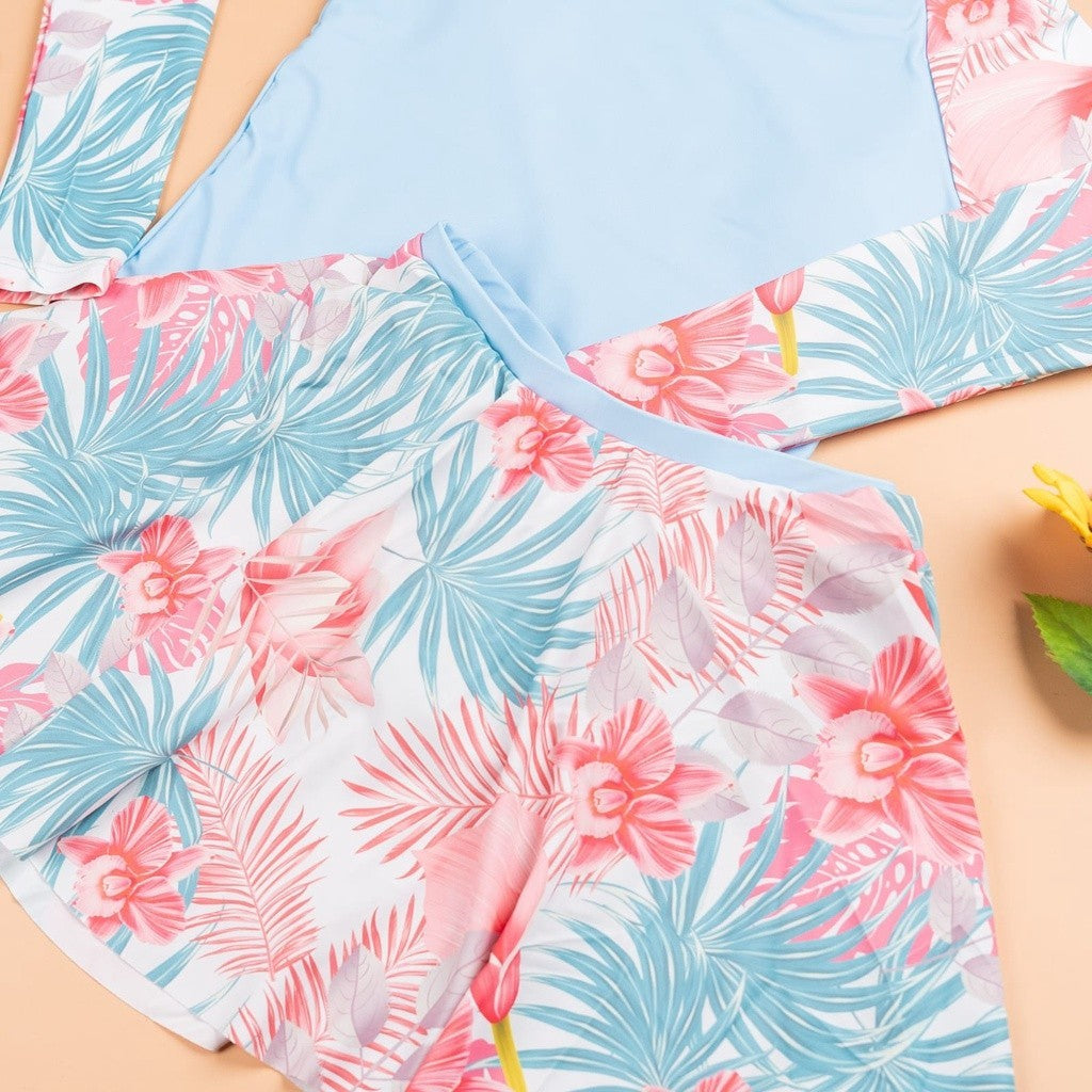 Baju Celana Renang Anak Hello Sun Swim Wear Emily Flower Skirt Blue
