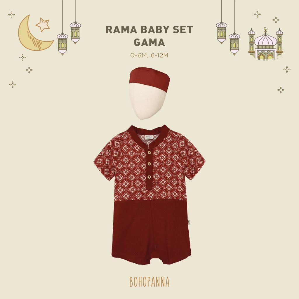 BOHOPANNA - RAYA COLLECTION - RAMA BABY SET - Baju Muslim Anak - Baju Muslim Anak Laki-Laki - Setelan Bayi