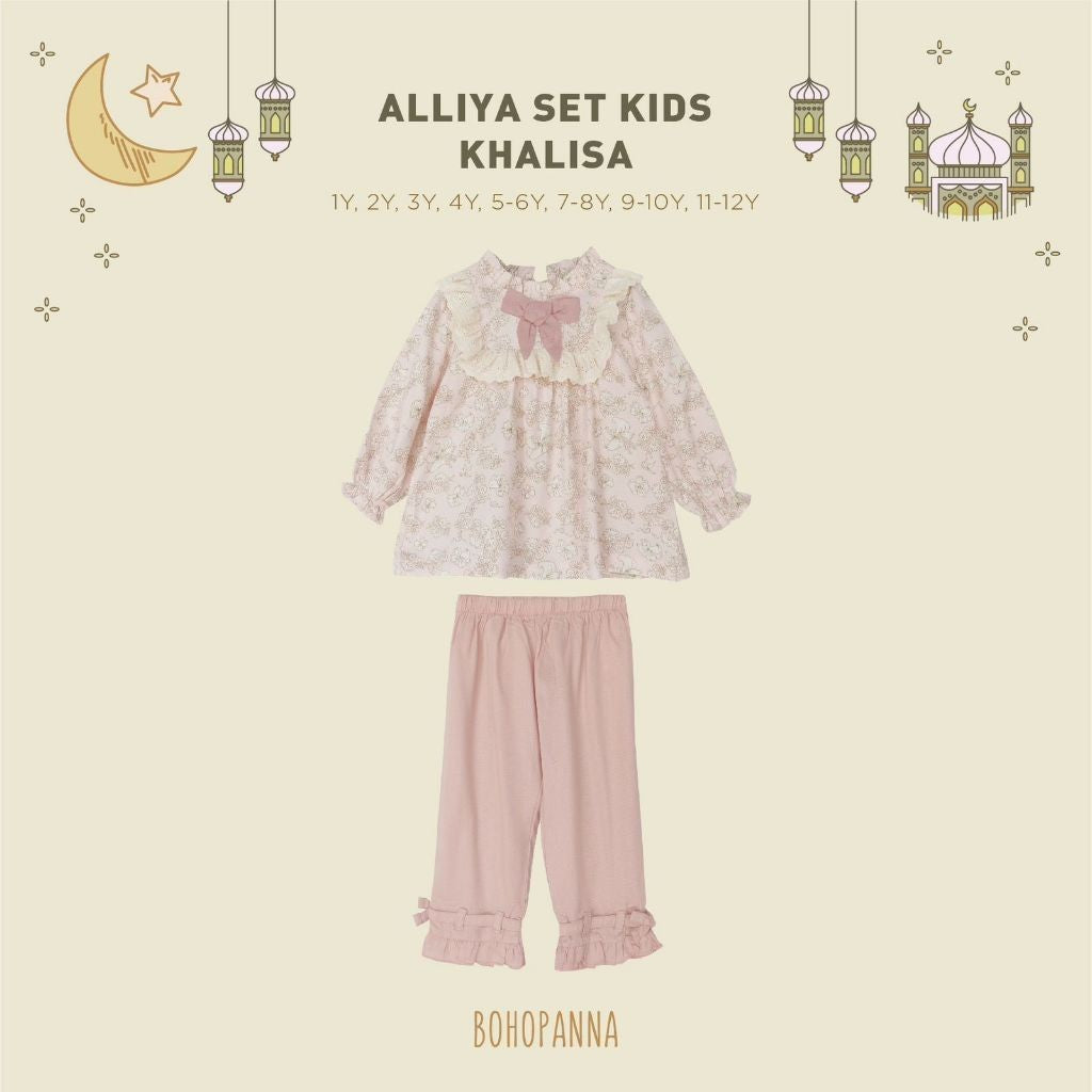 BOHOPANNA - RAYA COLLECTION - ALLIYA SET - Dress Muslim Anak - Baju Muslim Anak Perempuan - Dress Anak Permpuan