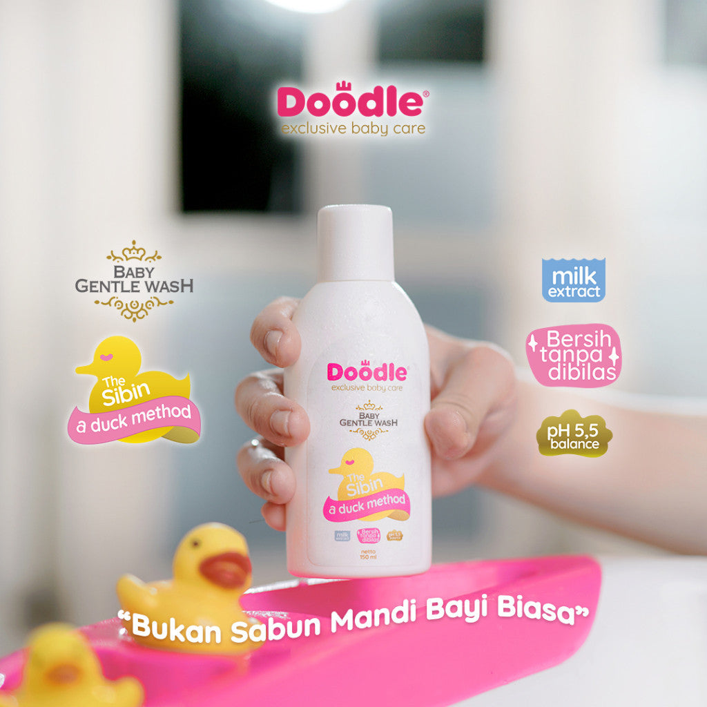 Doodle Baby Gentle Wash (The Sibin: a duck method) | Sabun Mandi Bayi Mandi Biasa dan Mandi Kering (Mandi Bebek) | 150ml