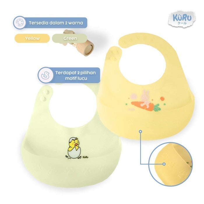 Kuru Baby Silicone Bib | Celemek Makan Bayi Anak Balita MPASI