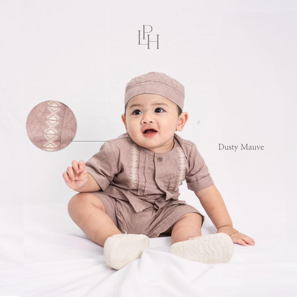Little Palmerhaus - Baju Lebaran 2025 - Aidan Baby Boy Set + Peci (Setelan Baju Koko Bayi Usia 0-12 Bulan)