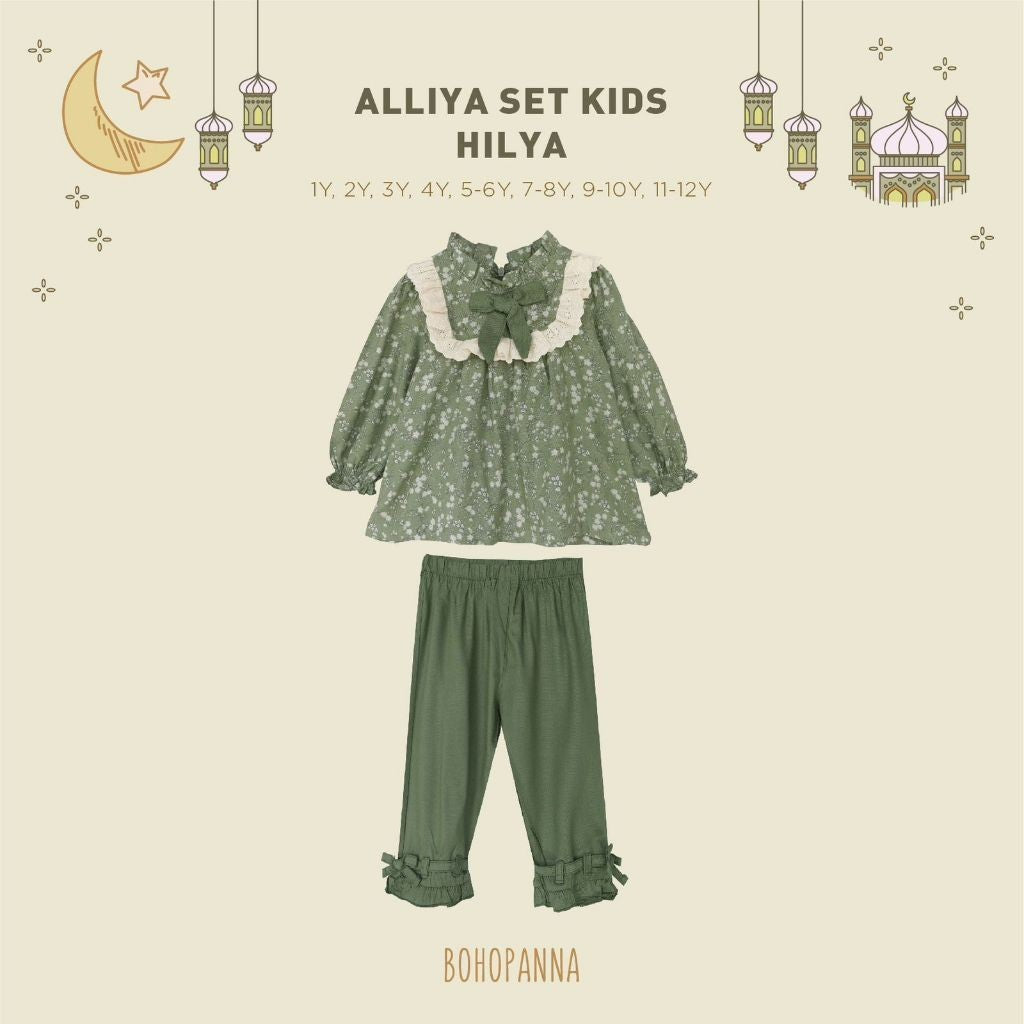 BOHOPANNA - RAYA COLLECTION - ALLIYA SET - Dress Muslim Anak - Baju Muslim Anak Perempuan - Dress Anak Permpuan