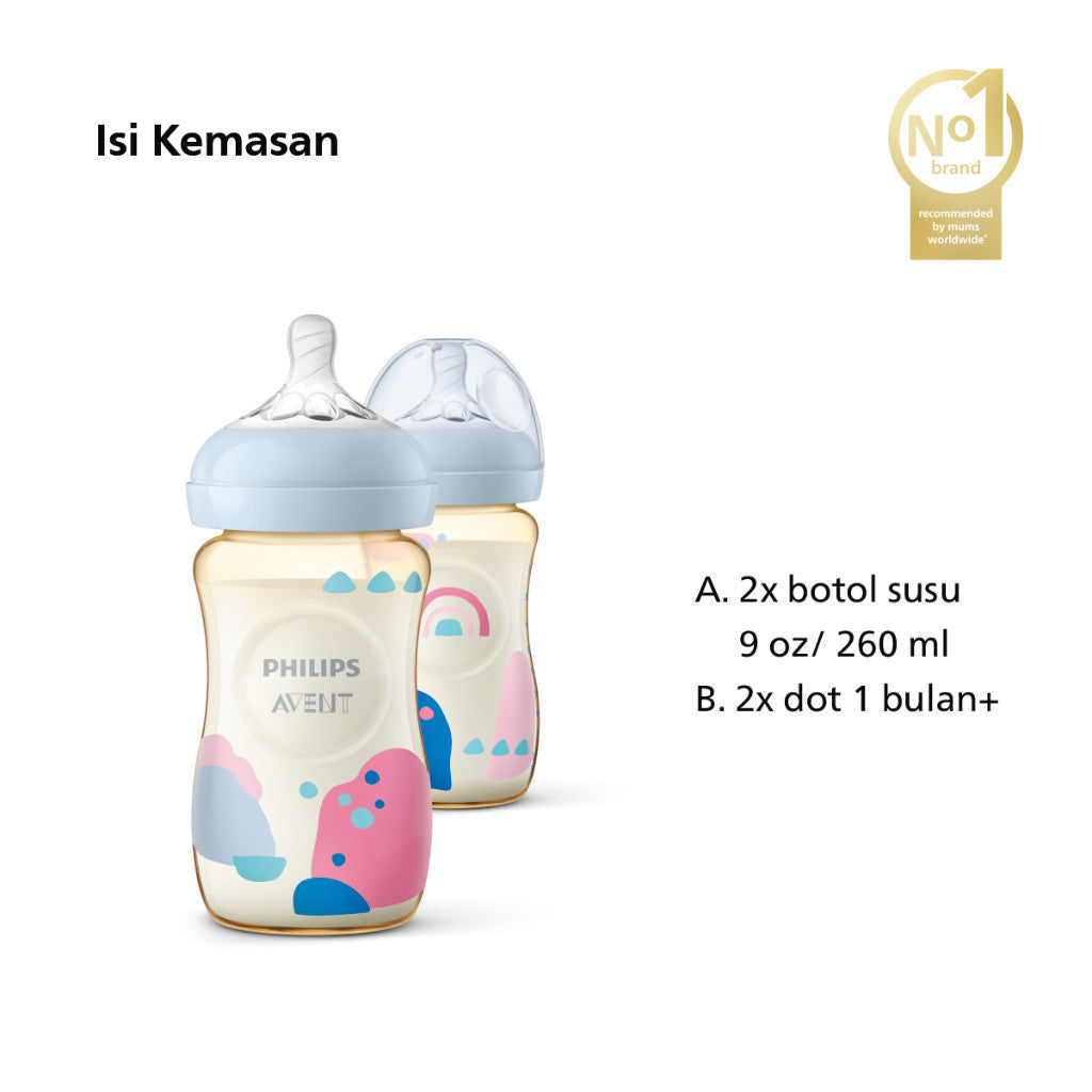 Philips Avent Natural PPSU Twin Bottle 1M+ 260ml SCF582/20 Botol Bayi