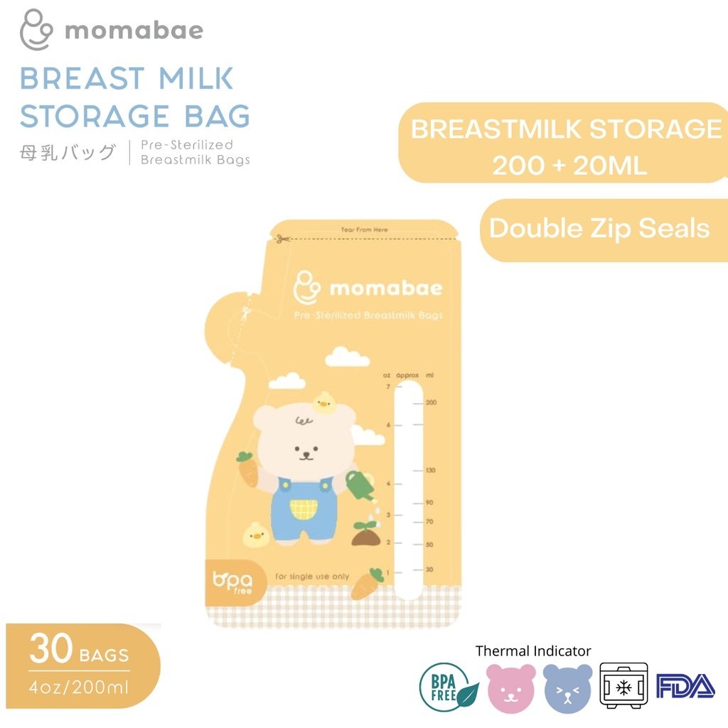 MOMABAE – Kantong ASI 200ML + 20ML Ekstra / Kantong ASI BPA Free / Kantong ASI Thermal Sensor