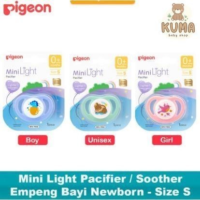 PIGEON PACIFIER MINI LIGHT SIZE S M L BOY GIRL UNISEX / EMPENG BAYI / DOT BAYI + TUTUP MINILIGHT - BPA FREE - SNI