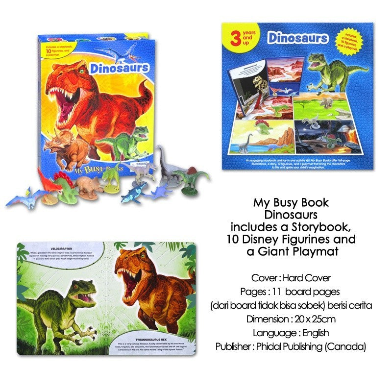 [Phidal] My Busy Book Dinosaurs includes a Storybook, 10 Toy Figurines and a Giant Playmat