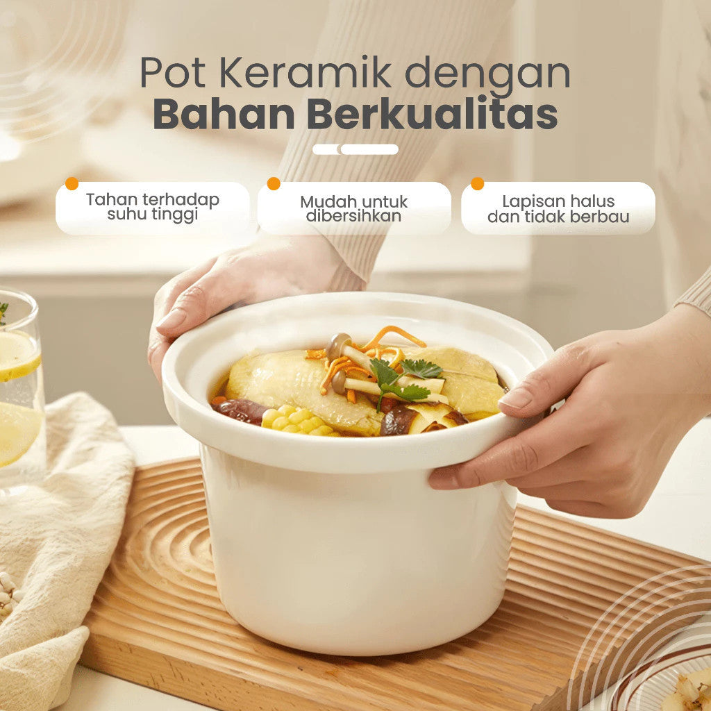 Bear Slow Cooker Ceramic 1.5L / Slow Cooker Ceramic Baby & Family Food Maker / Panci Ceramic