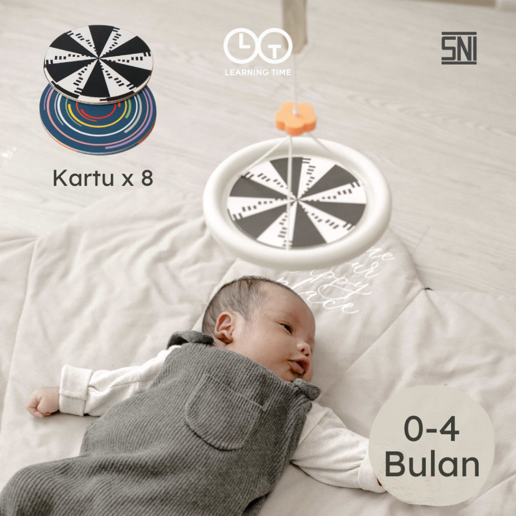 Learning Time Spinning Mobile - Mainan Gantungan Bayi Baru Lahir / Newborn Stimulasi Mata / Warna Kontras Usia 0-4 Bulan
