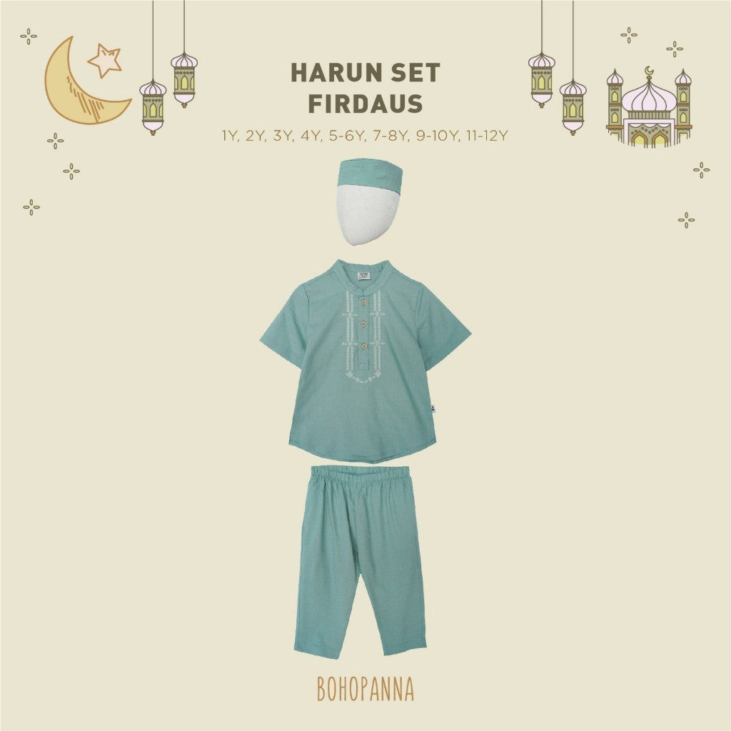 BOHOPANNA - RAYA COLLECTION - HARUN SET - Baju Lebaran Anak Laki-Laki - Baju Muslim Anak Laki-Laki - Setelan Muslim Anak Laki-Laki