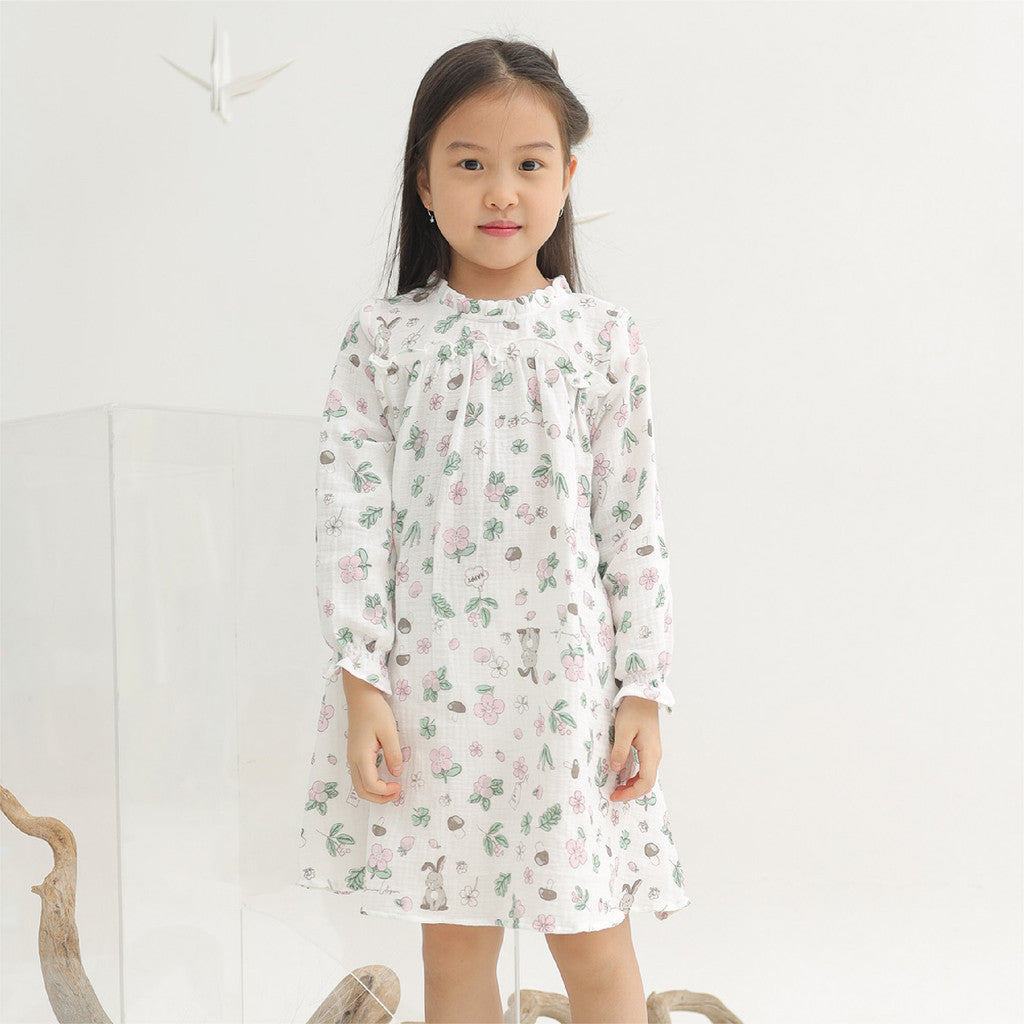 Harlow Kids - Layla Dress/ Dress Anak Perempuan/ Dress Lengan panjang/ Dress Anak Korea