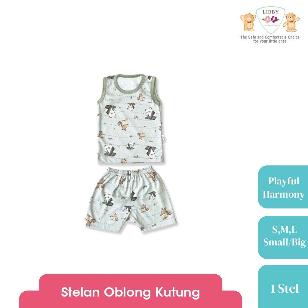 LIBBY  Setelan Piyama Oblong Pendek Anak Laki Laki Perempuan Motif Playful Harmony (1 stel)