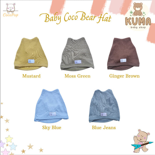Cocopop Baby Coco Bear Hat Topi Polos Kaos Katun Bayi Cotton Kecil Warna Soft Babywear