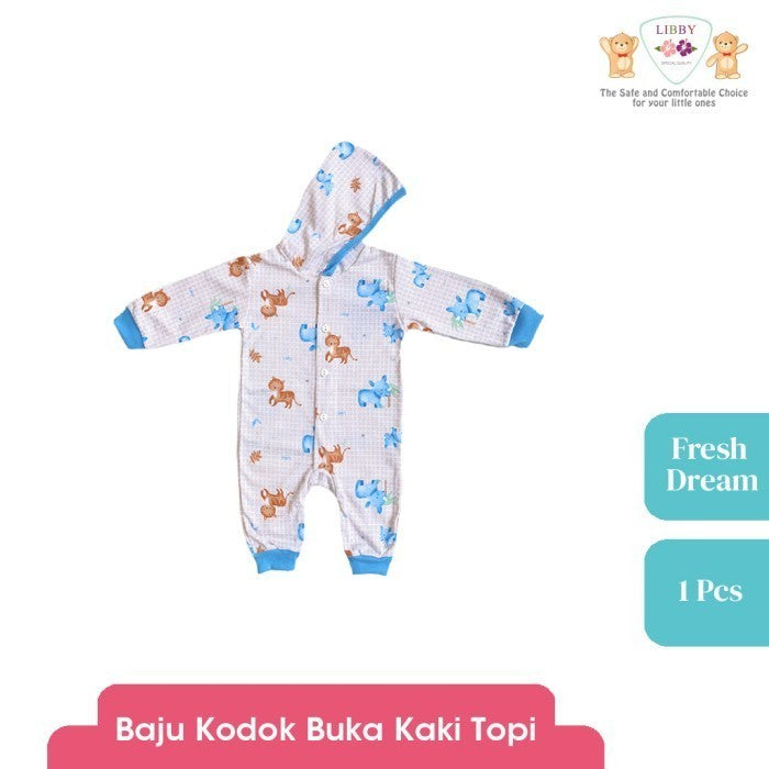LIBBY Baju Kodok Panjang Buka Kaki Pakai Topi Fresh Dreams (1 pcs) - Racoon Farm 2
