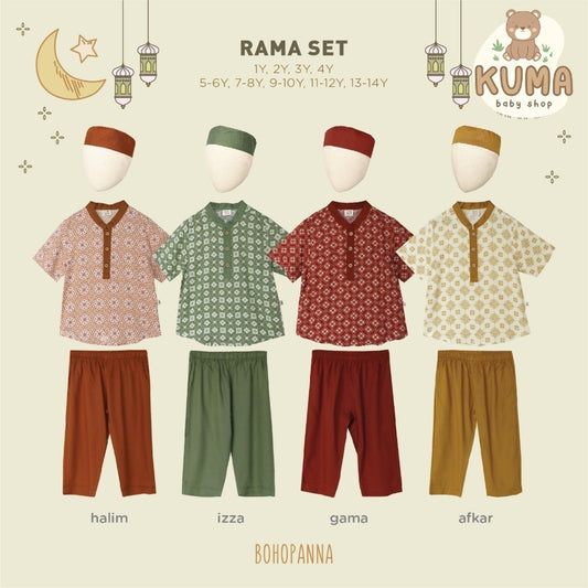 BOHOPANNA - RAYA COLLECTION - RAMA SET - Baju Muslim Anak - Baju Muslim Anak Laki-Laki - Setelan Anak Laki-Laki