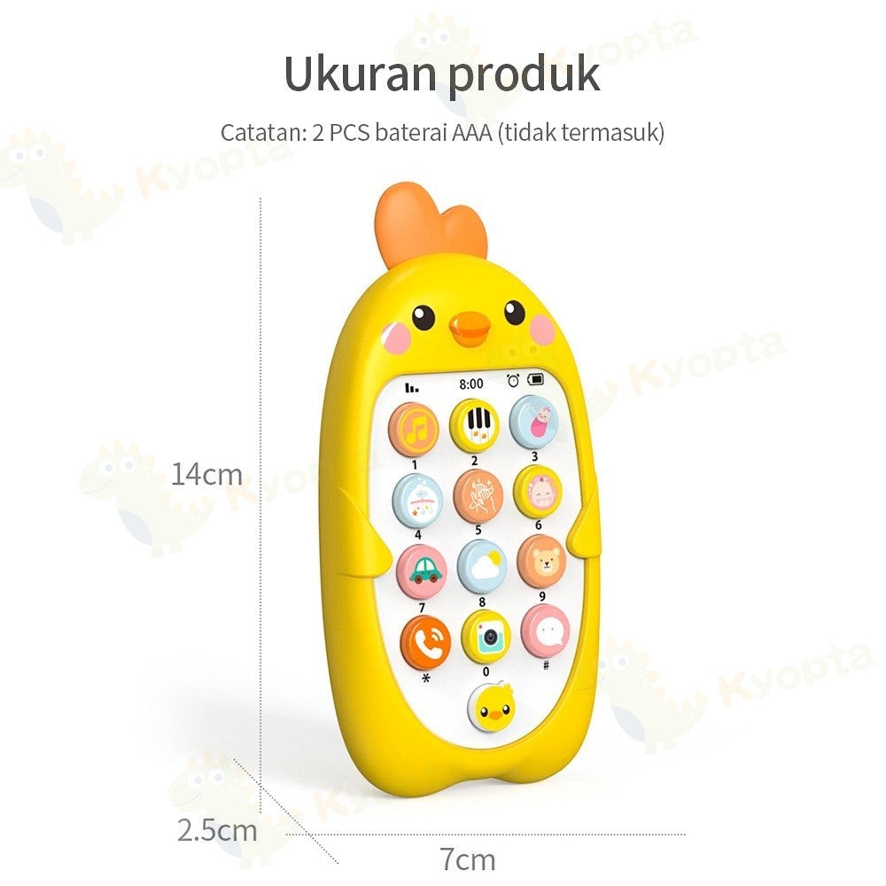 Kyopta Mainan bayi telepon dengan gigitan dan musik mainan edukasi anak