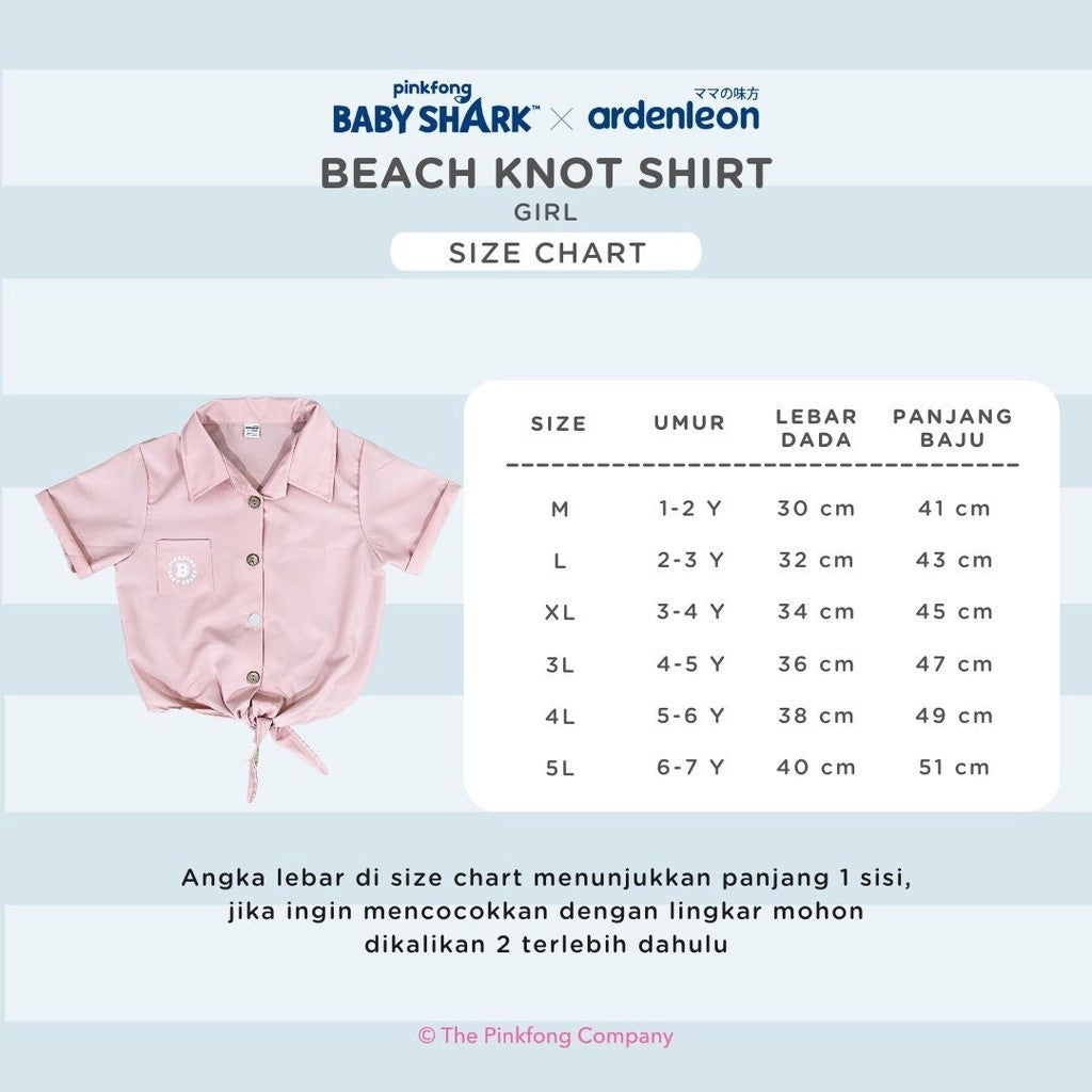 ARDENLEON Atasan Anak Perempuan Kemeja Pinkfong Baby Shark Knot Shirt