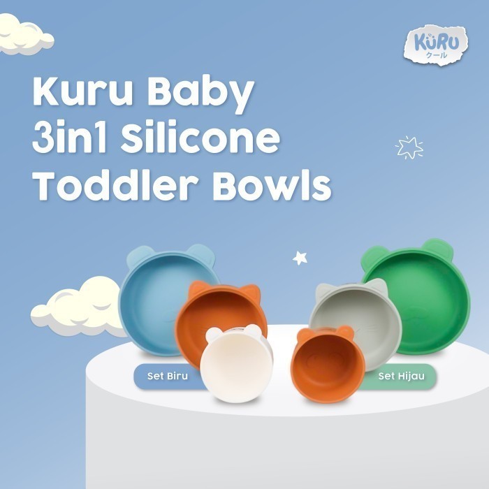 Kuru SP30 3in1 Silicone Toddler Bowl Set | Mangkok Mpasi Silikon Bayi Set 3pcs