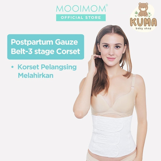 Korset Melahirkan | MOOIMOM Postpartum Gauze Belt 3 Stage Corset - Korset Pelangsing Pasca Melahirkan