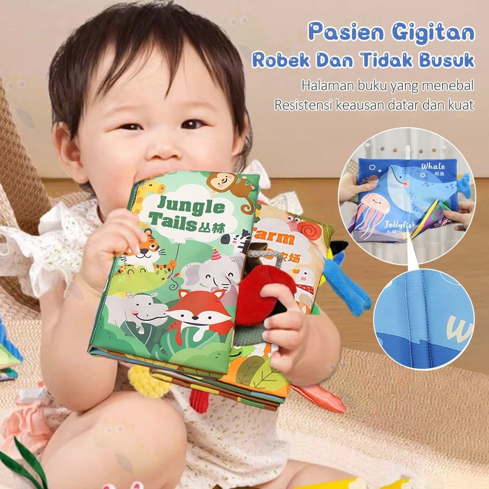 Kyopta Buku bantal bayi 3d Mainan bayi softbook Buku kain bayi Cloth book