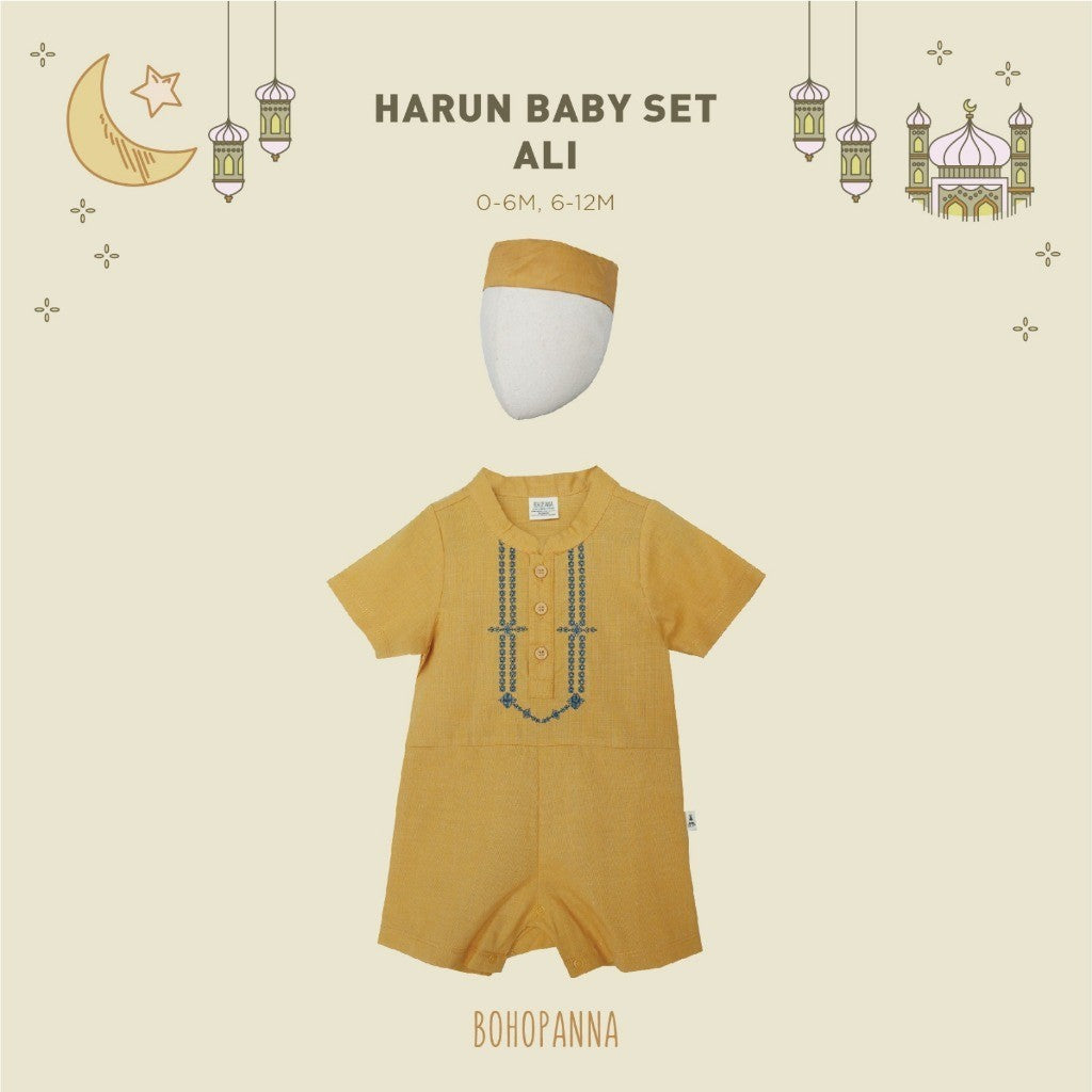 BOHOPANNA - RAYA COLLECTION - HARUN BABY SET - Baju Lebaran Bayi Laki-Laki - Baju Muslim Bayi Laki-Laki - Setelan Muslim