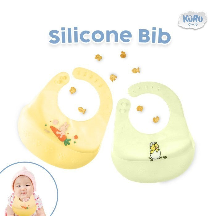 Kuru Baby Silicone Bib | Celemek Makan Bayi Anak Balita MPASI