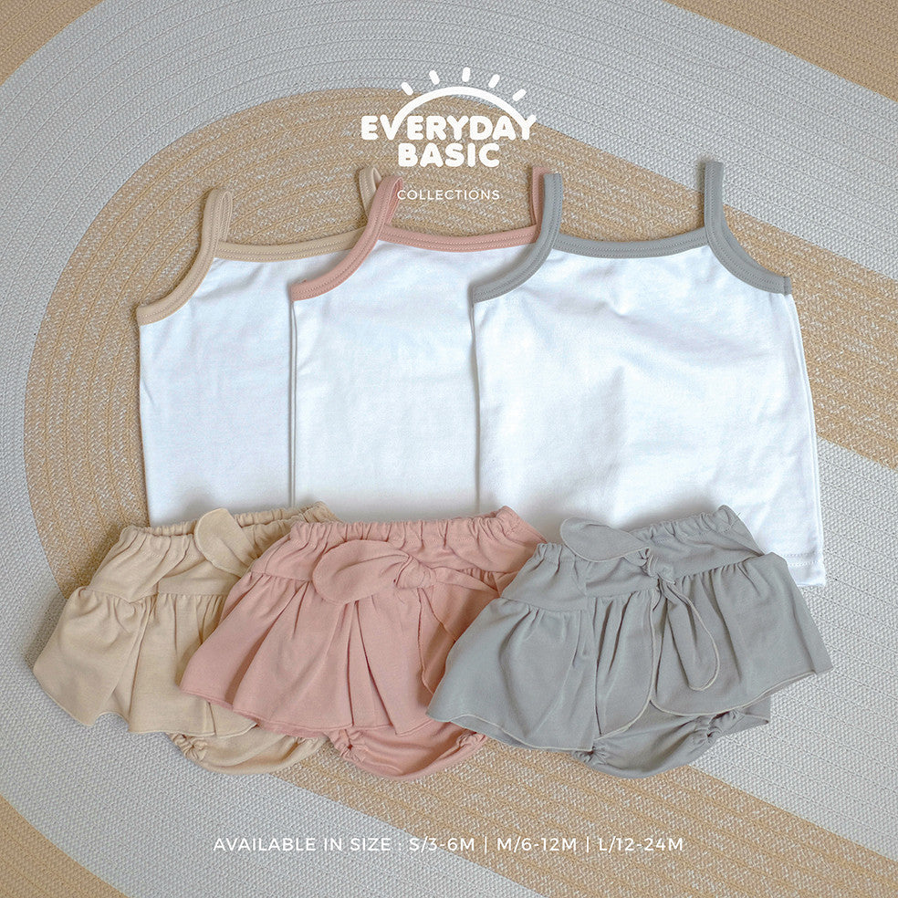 KIKI PUP - LUNA Tanktop Set - Setelan bayi polos/celana rumbai/singlet