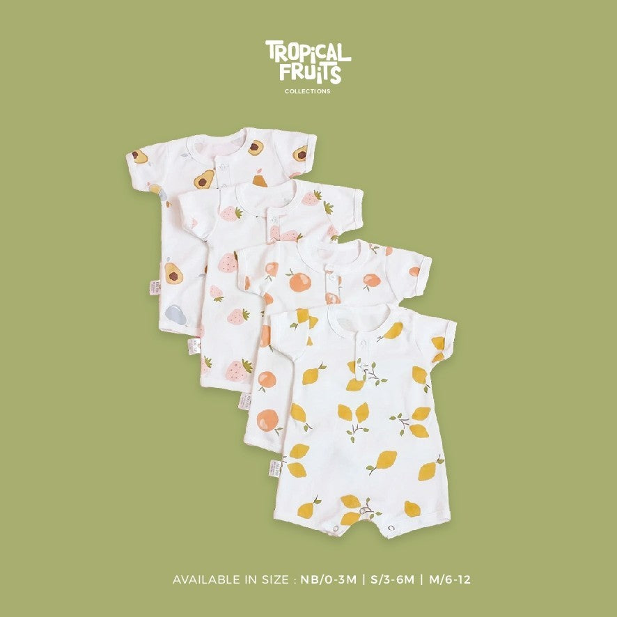 KIKI PUP - Short Sleeve Romper (Tropical Fruits) - Jumper/Onesies/Baju terusan bayi polos