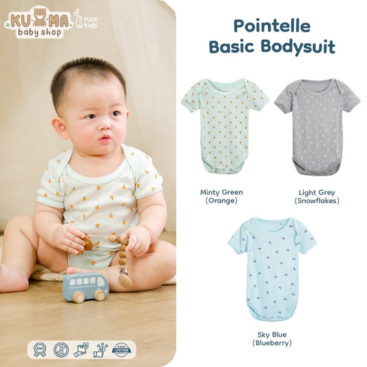 Nice Kids - Pointelle Basic Bodysuit (Jumper Bayi Laki-Laki New Born Unisex 0-12 Bulan)