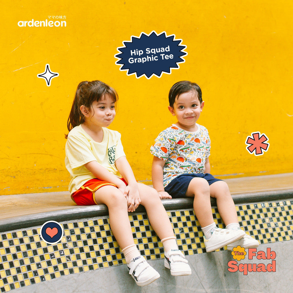 ARDENLEON Atasan Kaos Anak Hip Squad Graphic Tee