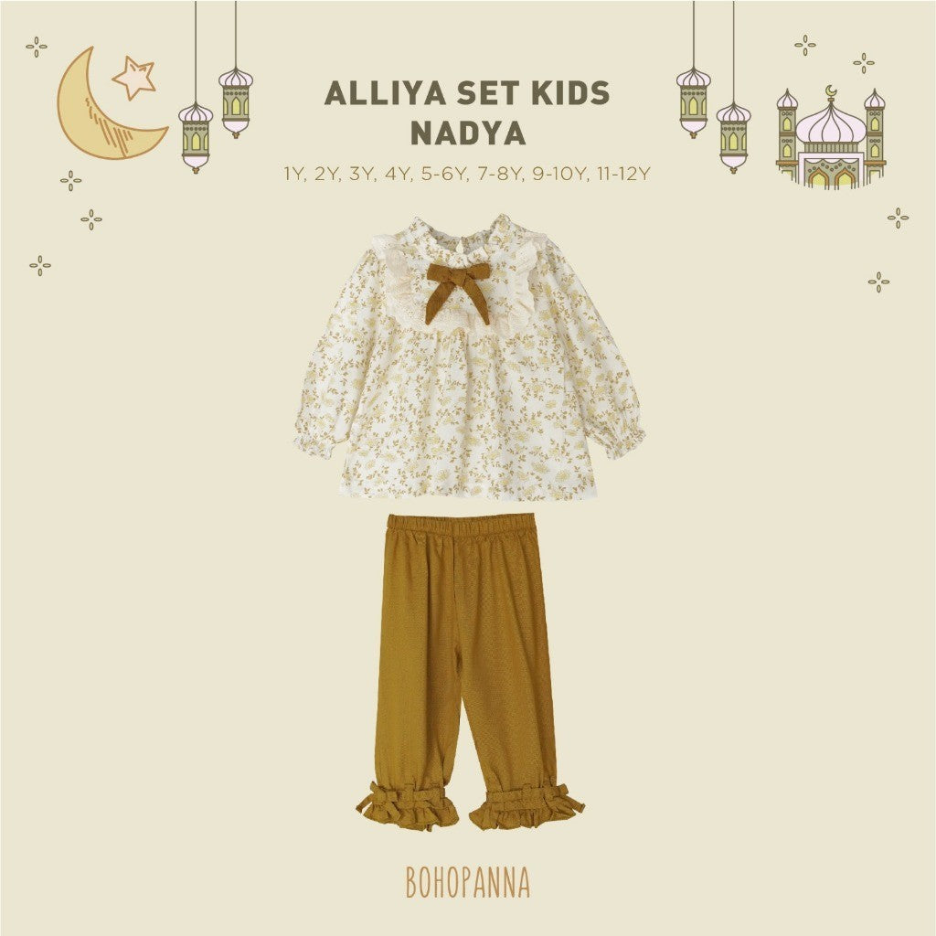 BOHOPANNA - RAYA COLLECTION - ALLIYA SET - Dress Muslim Anak - Baju Muslim Anak Perempuan - Dress Anak Permpuan
