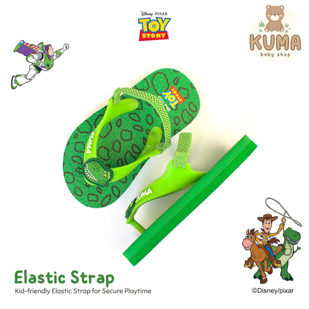 Zuma Baby x Disney Toy Story 3 Green, Sandal Jepit Bayi Karet Tali Belakang, Hijau