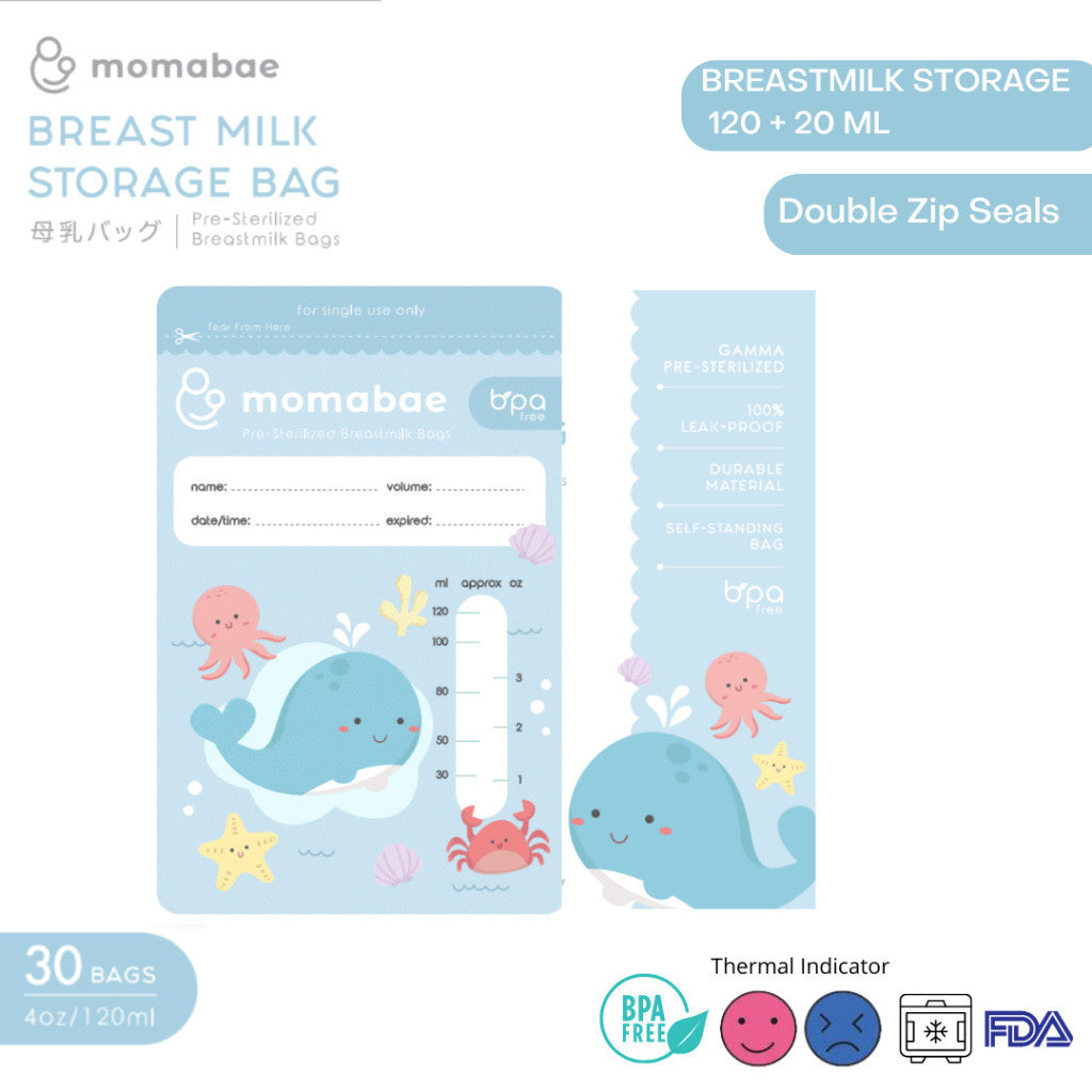 MOMABAE – Kantong ASI 120ML + 20ML Ekstra / Kantong ASI BPA Free / Kantong ASI Thermal Sensor