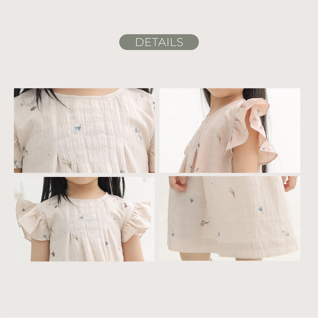 Harlow Kids - Nora Dress/ Dress Anak Permpuan/ Dress Butterfly Sleeve / Dress anak Korea