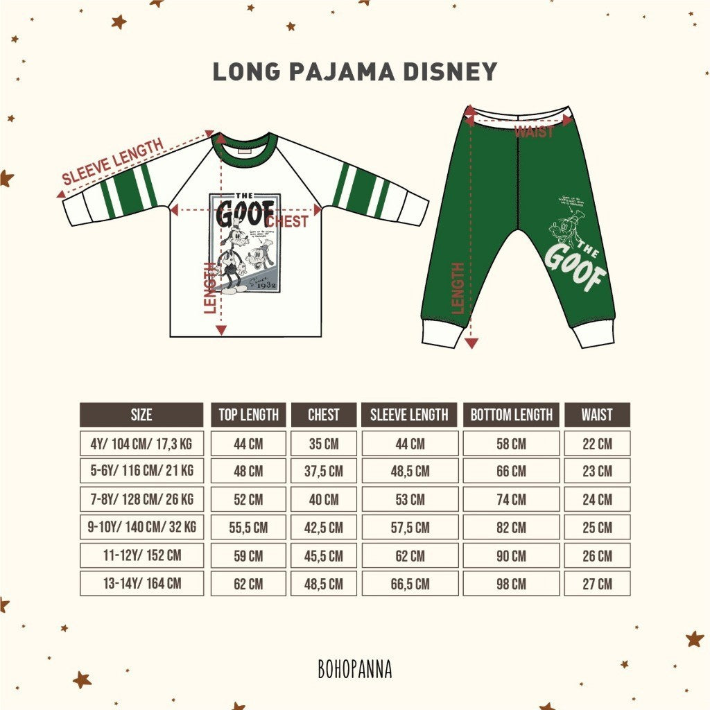 BOHOPANNA - BOHOPANNA X DISNEY - LONG PAJAMA - Setelan Piyama Anak
