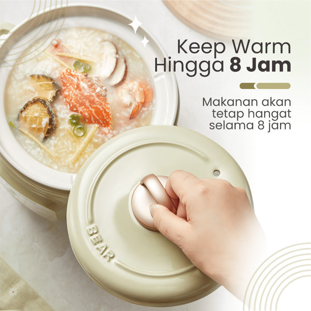 Bear Slow Cooker 2L Ceramic | Panci Keramik | Baby & Family Food Maker | MPASI Cooker