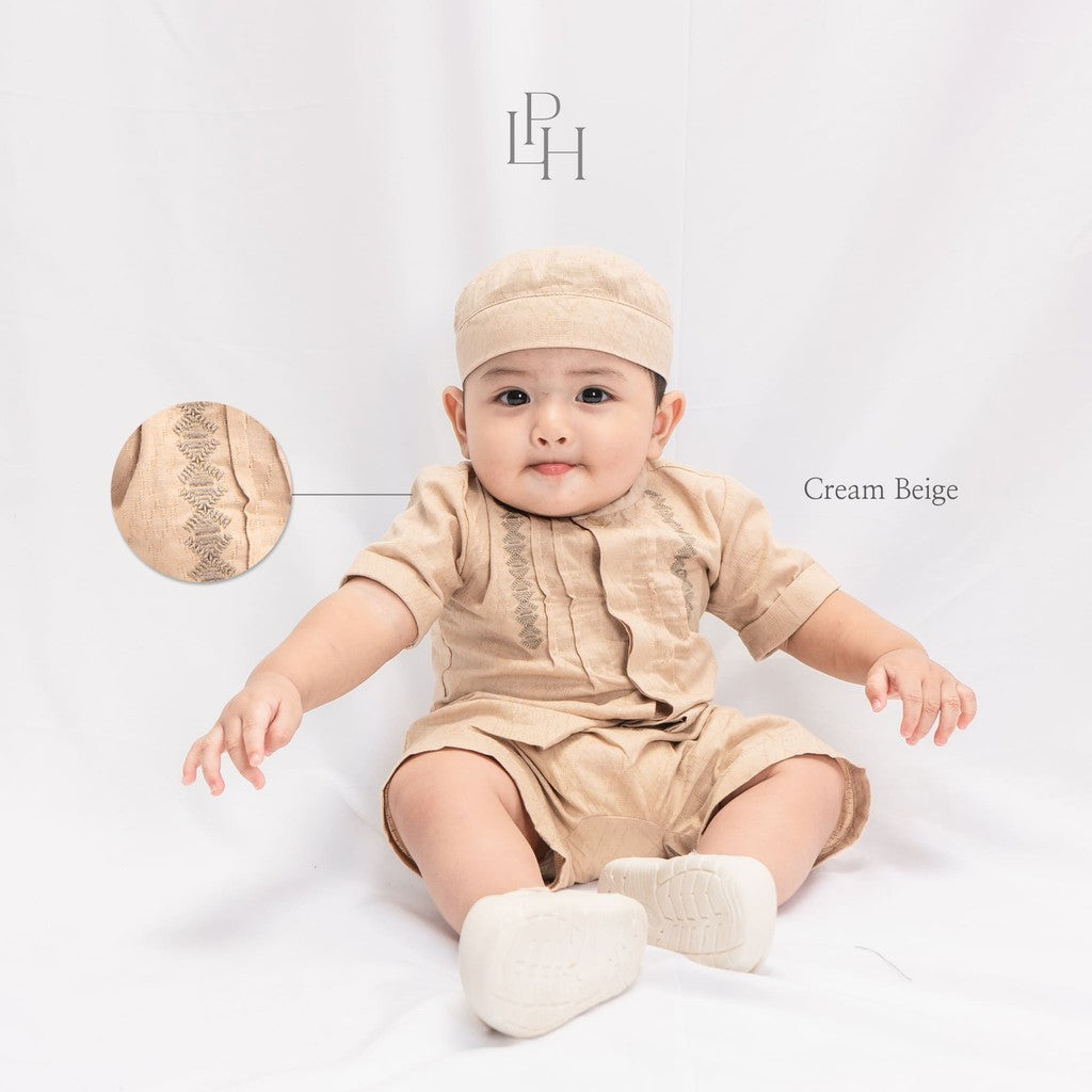 Little Palmerhaus - Baju Lebaran 2025 - Aidan Baby Boy Set + Peci (Setelan Baju Koko Bayi Usia 0-12 Bulan)