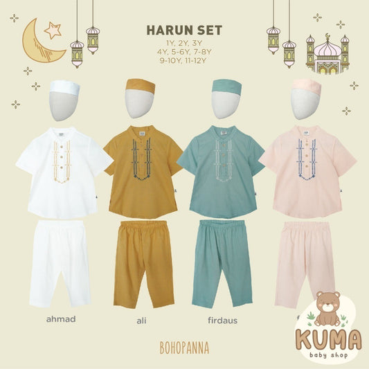 BOHOPANNA - RAYA COLLECTION - HARUN SET - Baju Lebaran Anak Laki-Laki - Baju Muslim Anak Laki-Laki - Setelan Muslim Anak Laki-Laki