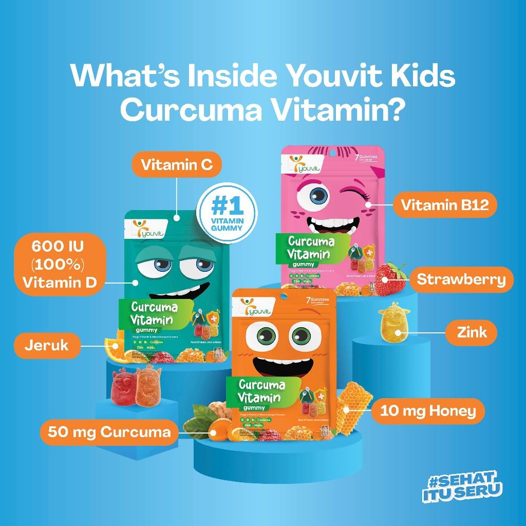 Youvit Curcuma & Vitamin Anak 7 Hari dengan Curcuma, Zink, dan Madu | Meningkatkan Nafsu Makan Anak
