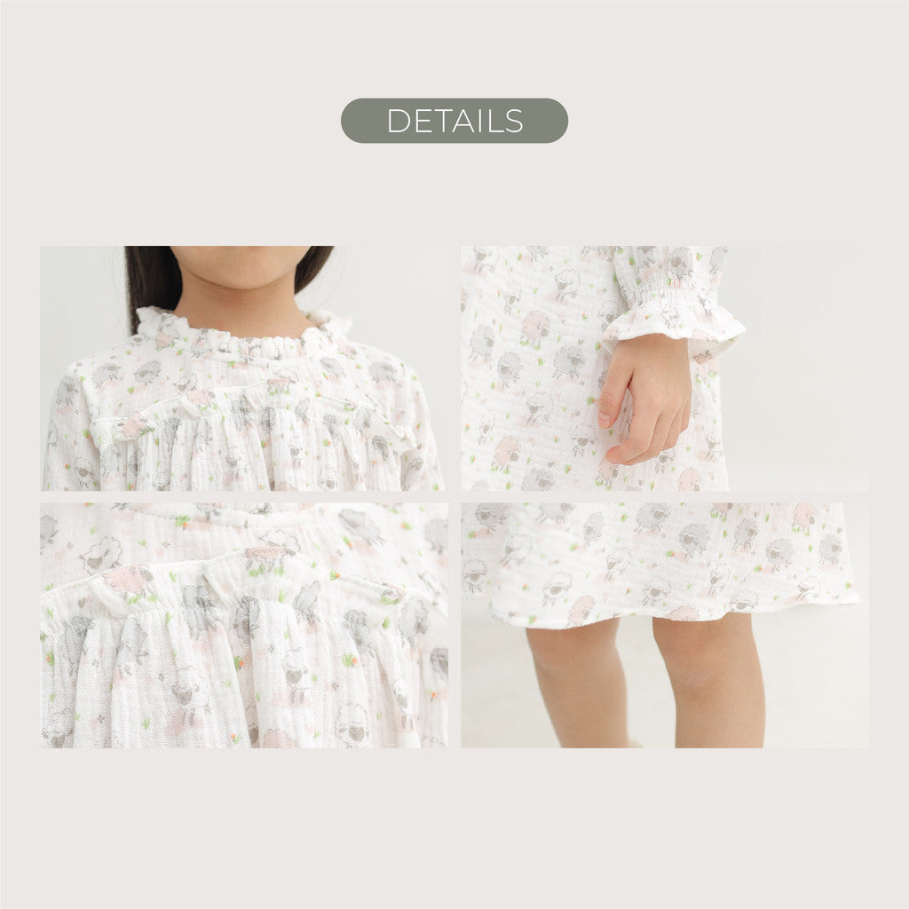 Harlow Kids - Layla Dress/ Dress Anak Perempuan/ Dress Lengan panjang/ Dress Anak Korea
