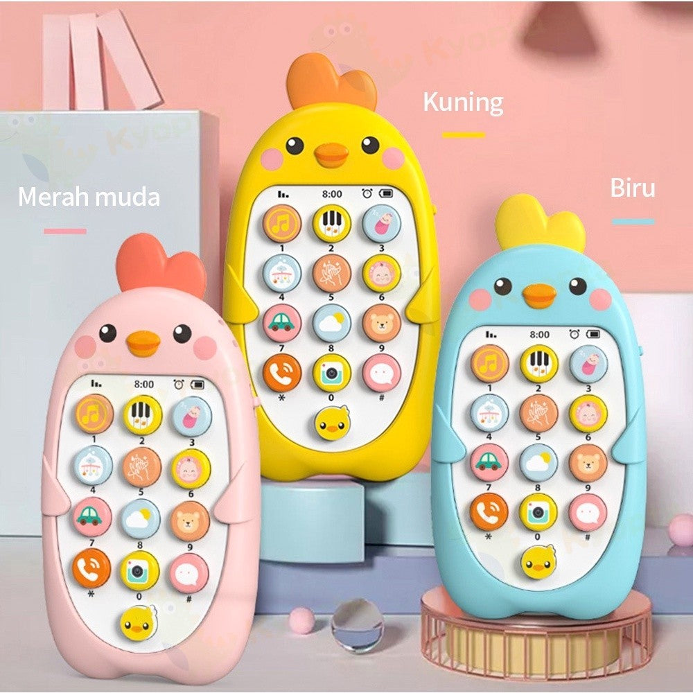 Kyopta Mainan bayi telepon dengan gigitan dan musik mainan edukasi anak