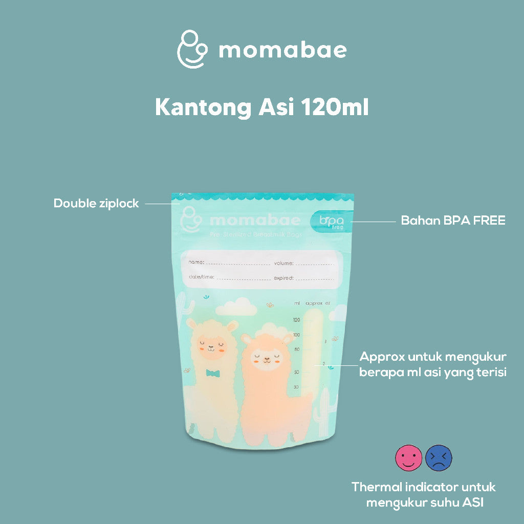 MOMABAE – Kantong ASI 120ML + 20ML Ekstra / Kantong ASI BPA Free / Kantong ASI Thermal Sensor