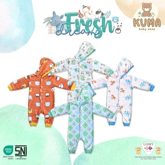 LIBBY Baju Kodok Panjang Buka Kaki Pakai Topi Fresh Dreams (1 pcs) - Racoon Farm 2